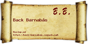 Back Barnabás névjegykártya