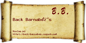 Back Barnabás névjegykártya